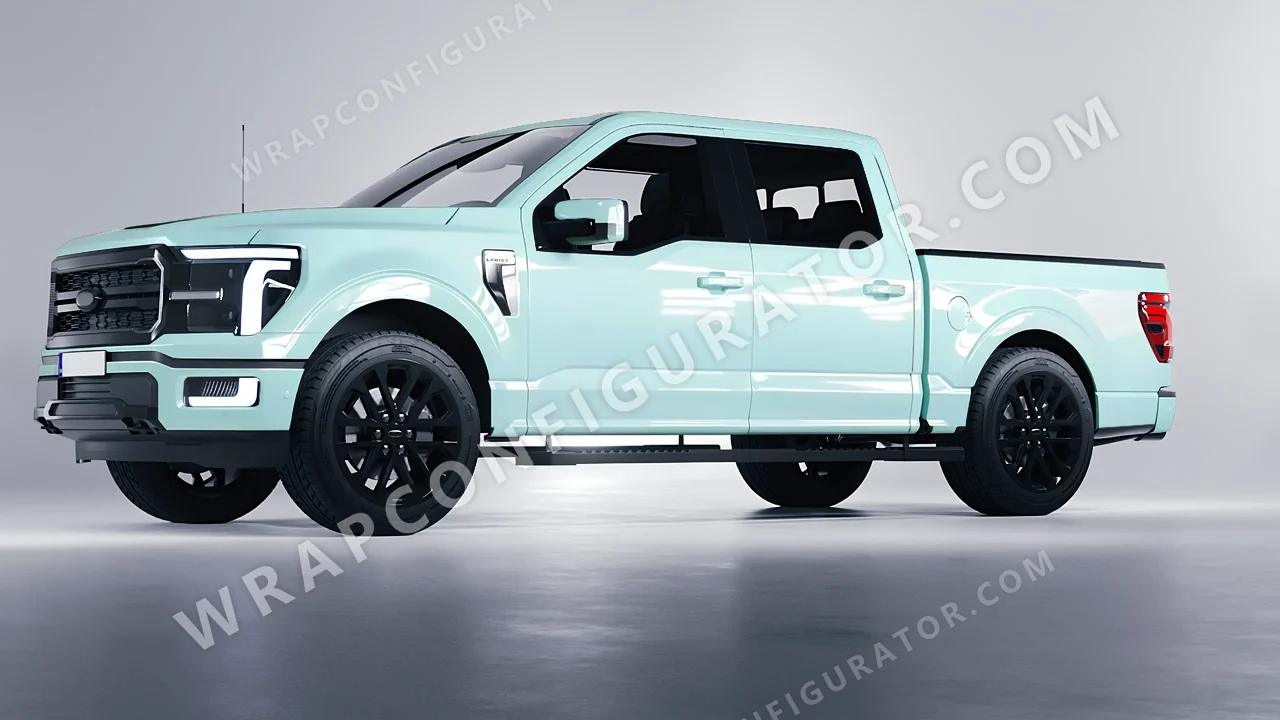 Blue Ford F-150 Lariat 2024 wrapped in Colourshield PPF by HyperPro Ice Blue GAF49-P