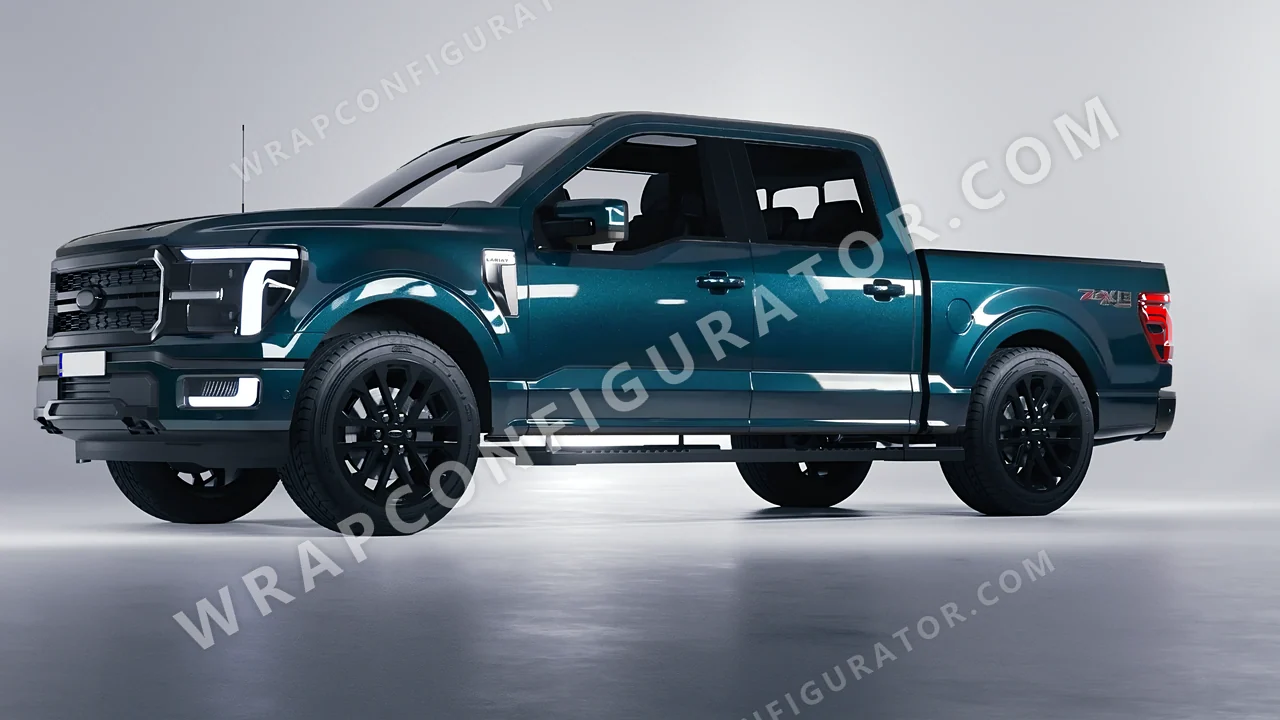 Blue Ford F-150 Lariat 2024 wrapped in Colourshield PPF by HyperPro Peacock Blue GAF40-P