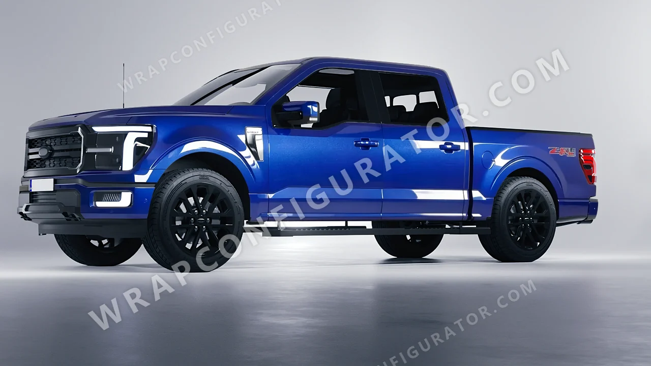 Blue Ford F-150 Lariat 2024 wrapped in Inozetek Dynamic PPF Blue Raspberry DPPF914