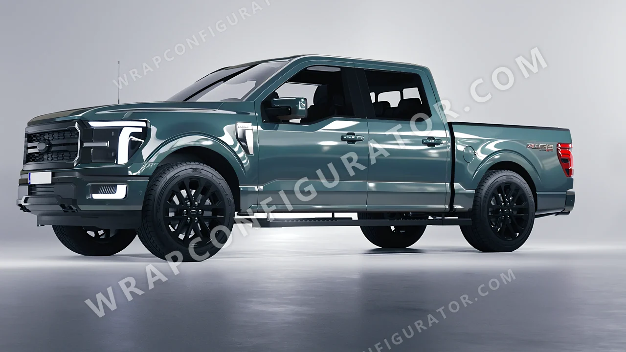 Blue Ford F-150 Lariat 2024 wrapped in Inozetek Dynamic PPF Copaze Blue CPZE101