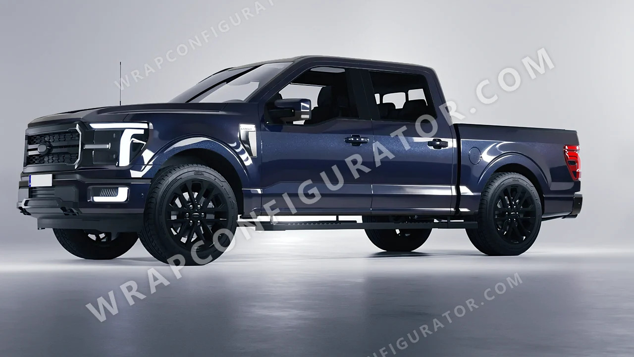 Blue Ford F-150 Lariat 2024 wrapped in Inozetek Dynamic PPF Graphite Blue DPPF922