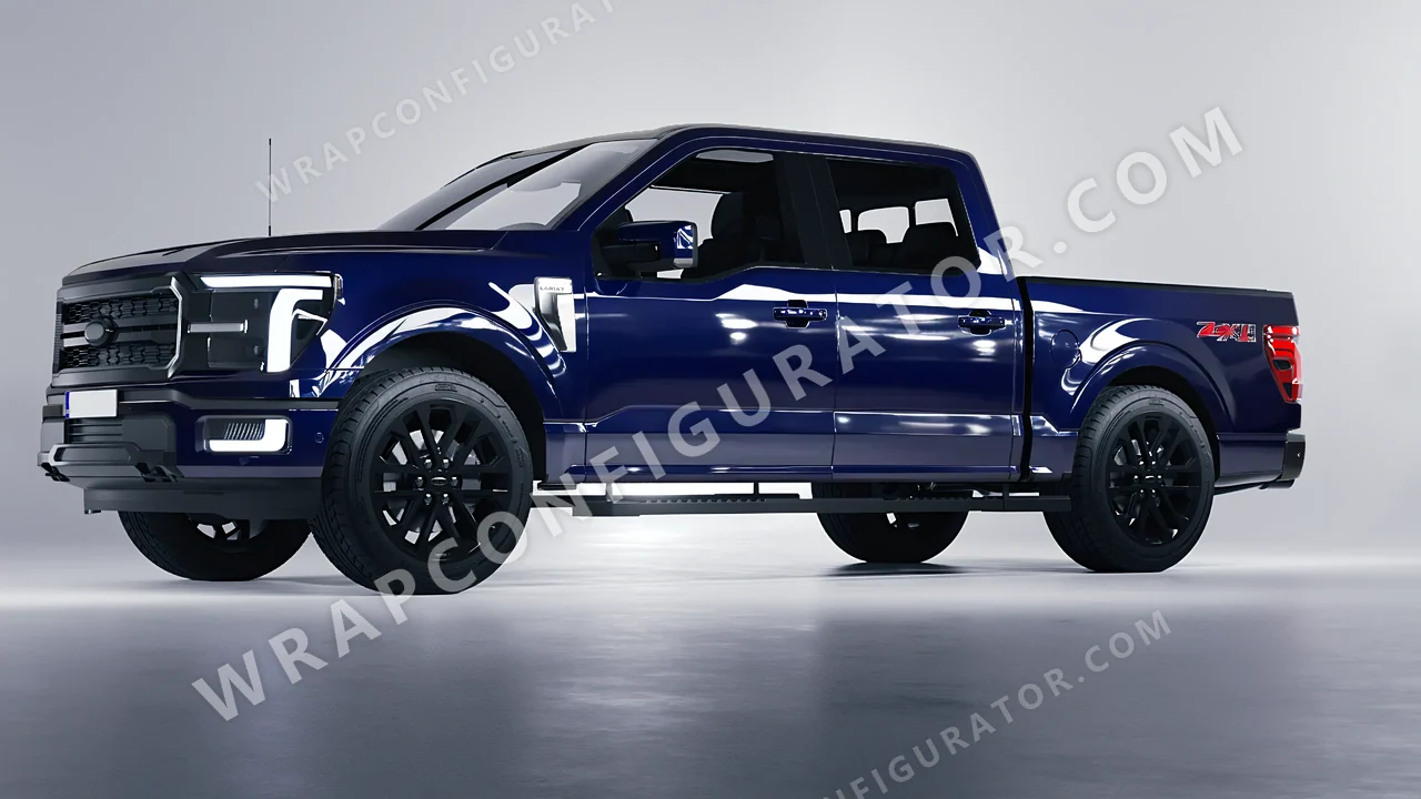 Blue Ford F-150 Lariat 2024 wrapped in Inozetek Dynamic PPF SQ Navy SQ102NV