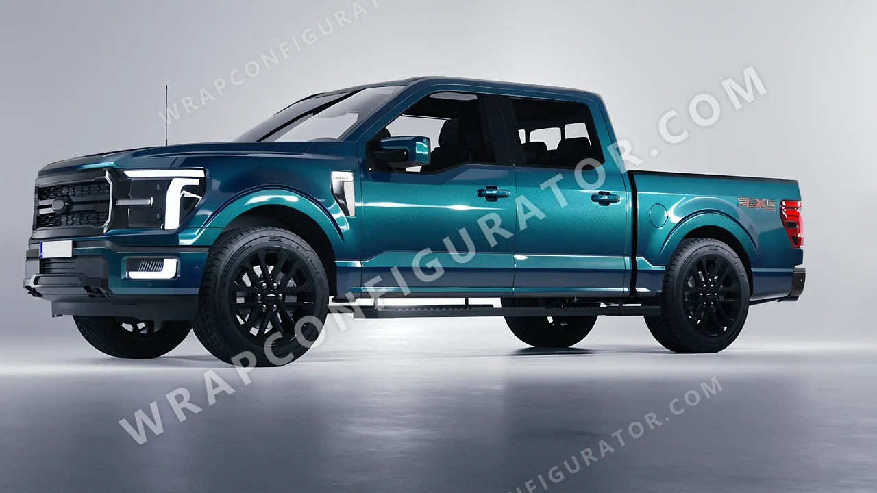 Blue Ford F-150 Lariat 2024 wrapped in KPMF Excelsior Blue K75441