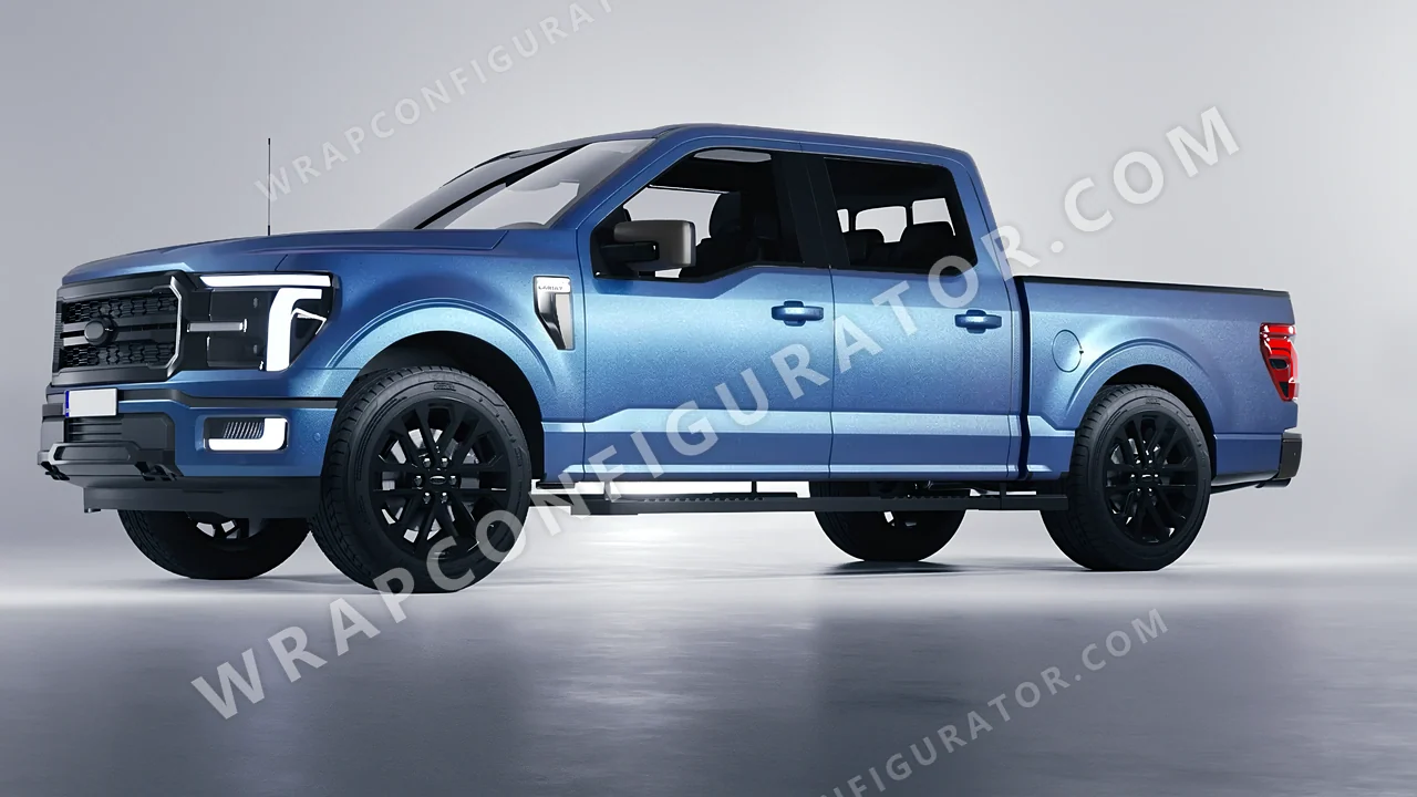 Blue Ford F-150 Lariat 2024 wrapped in KPMF Matt Elan Blue K75561