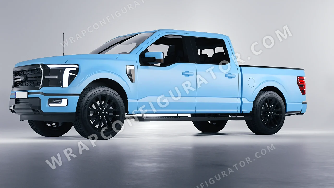 Blue Ford F-150 Lariat 2024 wrapped in KPMF Matt Palladian Blue K75517