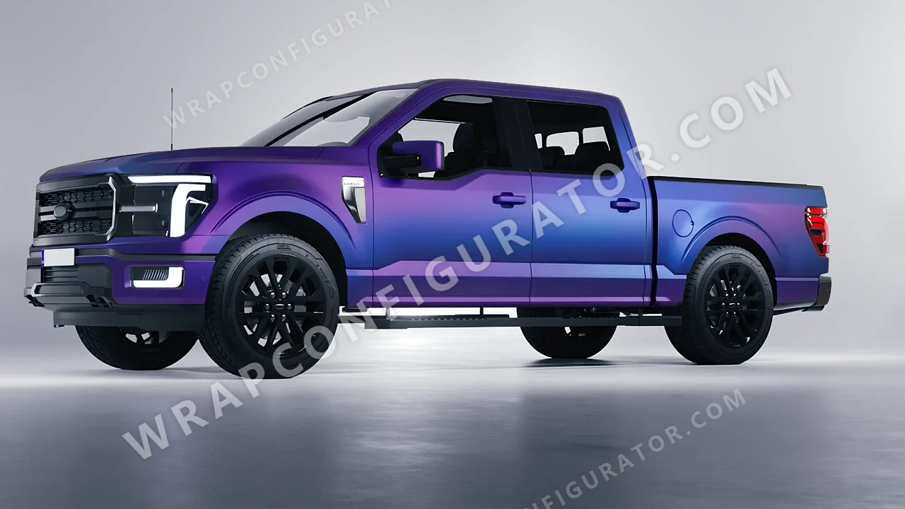 Blue Ford F-150 Lariat 2024 wrapped in KPMF Matt Purple Blue Iridescent K75566