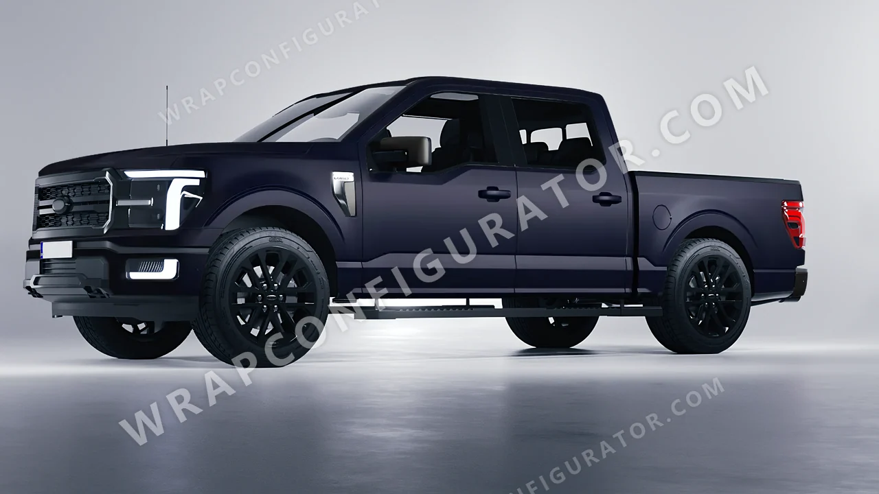 Blue Ford F-150 Lariat 2024 wrapped in KPMF Matt Sinister Blue K75562