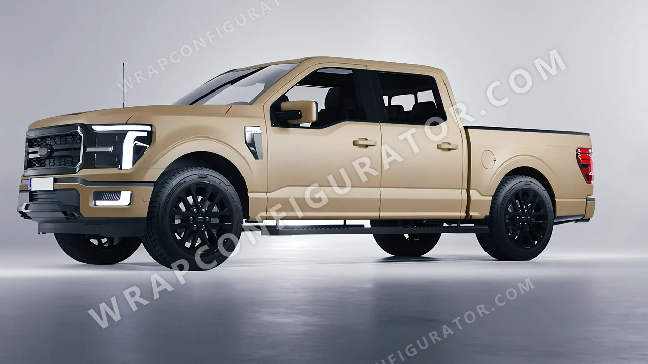 Blue Ford F-150 Lariat 2024 wrapped in KPMF Matt Stealth Tundra K75531