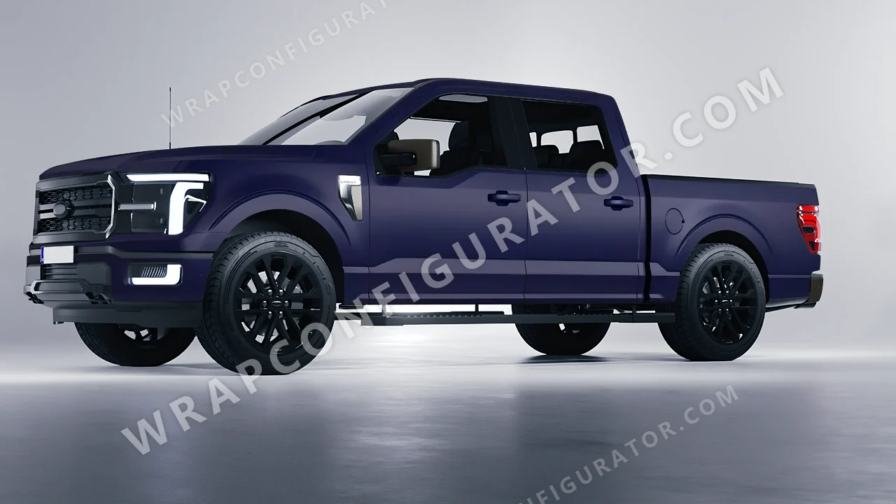 Blue Ford F-150 Lariat 2024 wrapped in KPMF Matt Tempest Blue K75513