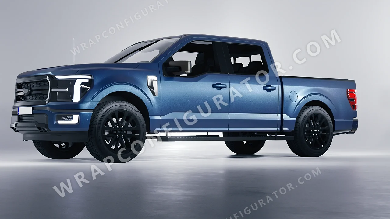 Blue Ford F-150 Lariat 2024 wrapped in KPMF Matt Trenton Blue K75544