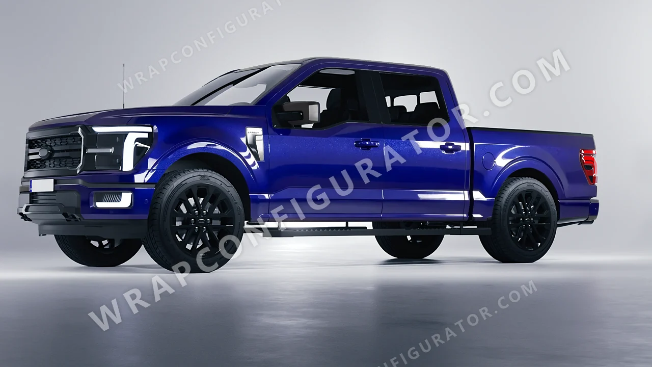 Blue Ford F-150 Lariat 2024 wrapped in KPMF Opulent Indigo K75452