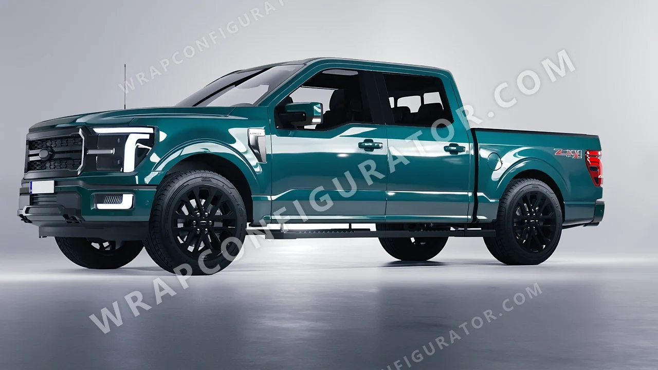 Blue Ford F-150 Lariat 2024 wrapped in KPMF Tidal Teal K75413