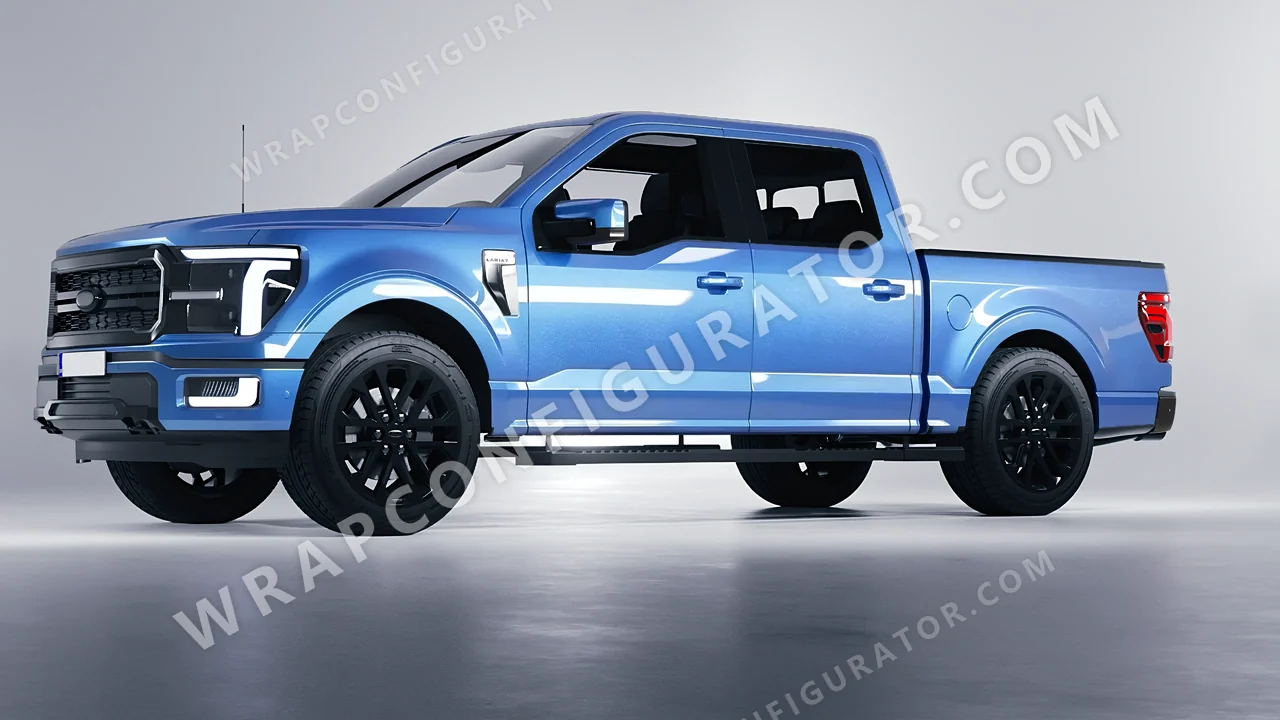 Blue Ford F-150 Lariat 2024 wrapped in ORACAL Azure 970RA-197G