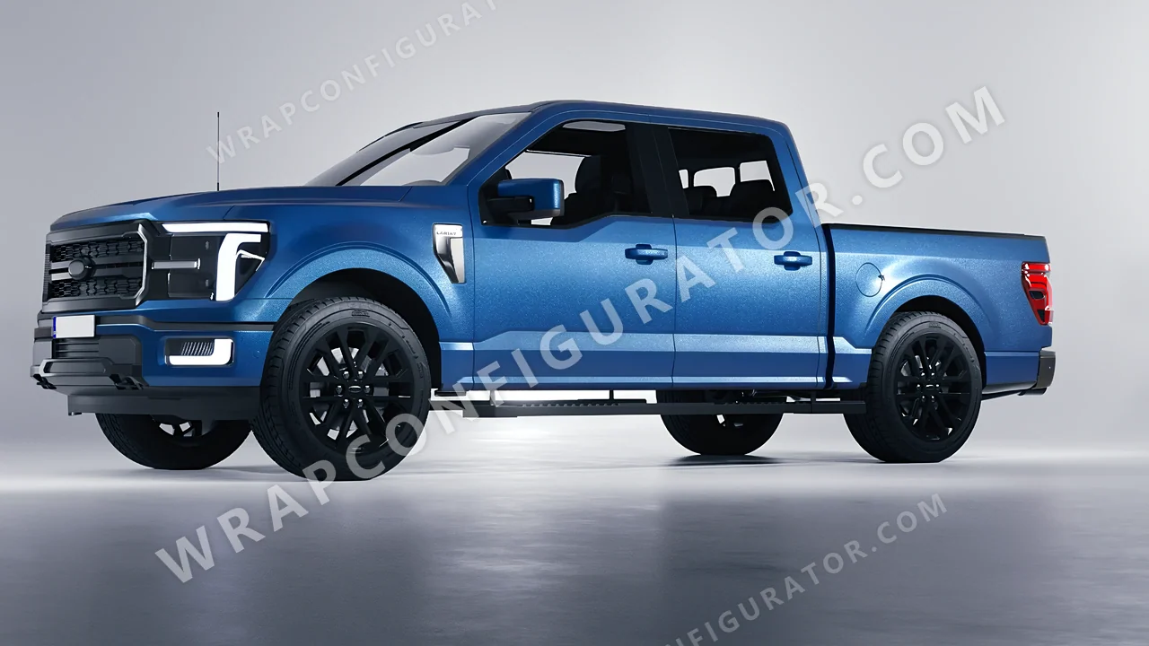 Blue Ford F-150 Lariat 2024 wrapped in ORACAL Azure 970RA-197M