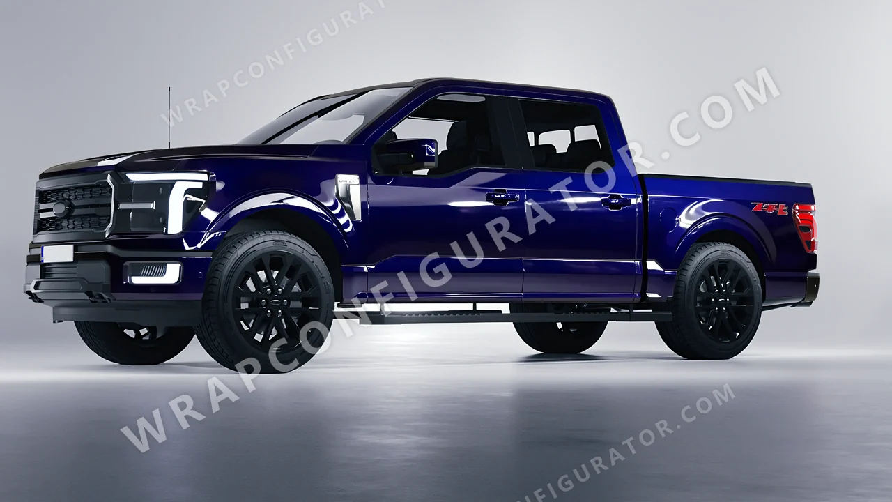 Blue Ford F-150 Lariat 2024 wrapped in ORACAL Baltic Blue 970RA-178G