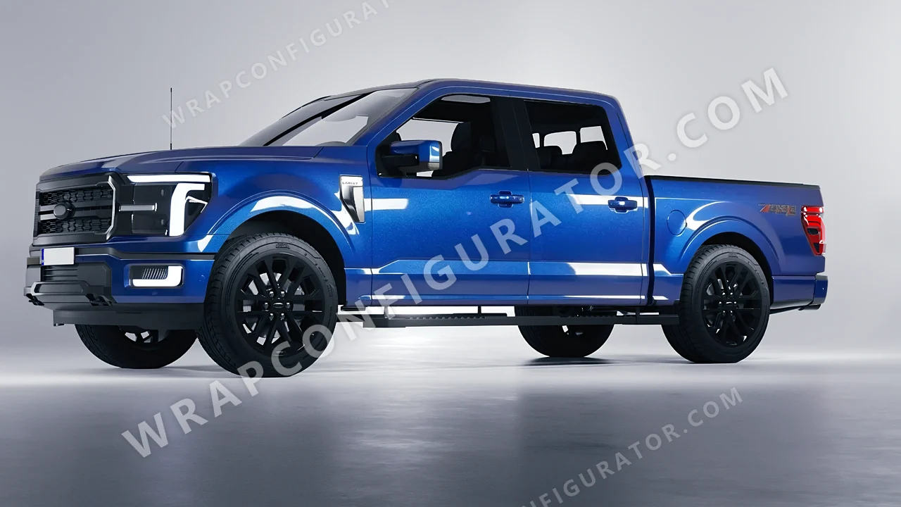 Blue Ford F-150 Lariat 2024 wrapped in ORACAL Deep Blue 970RA-192G
