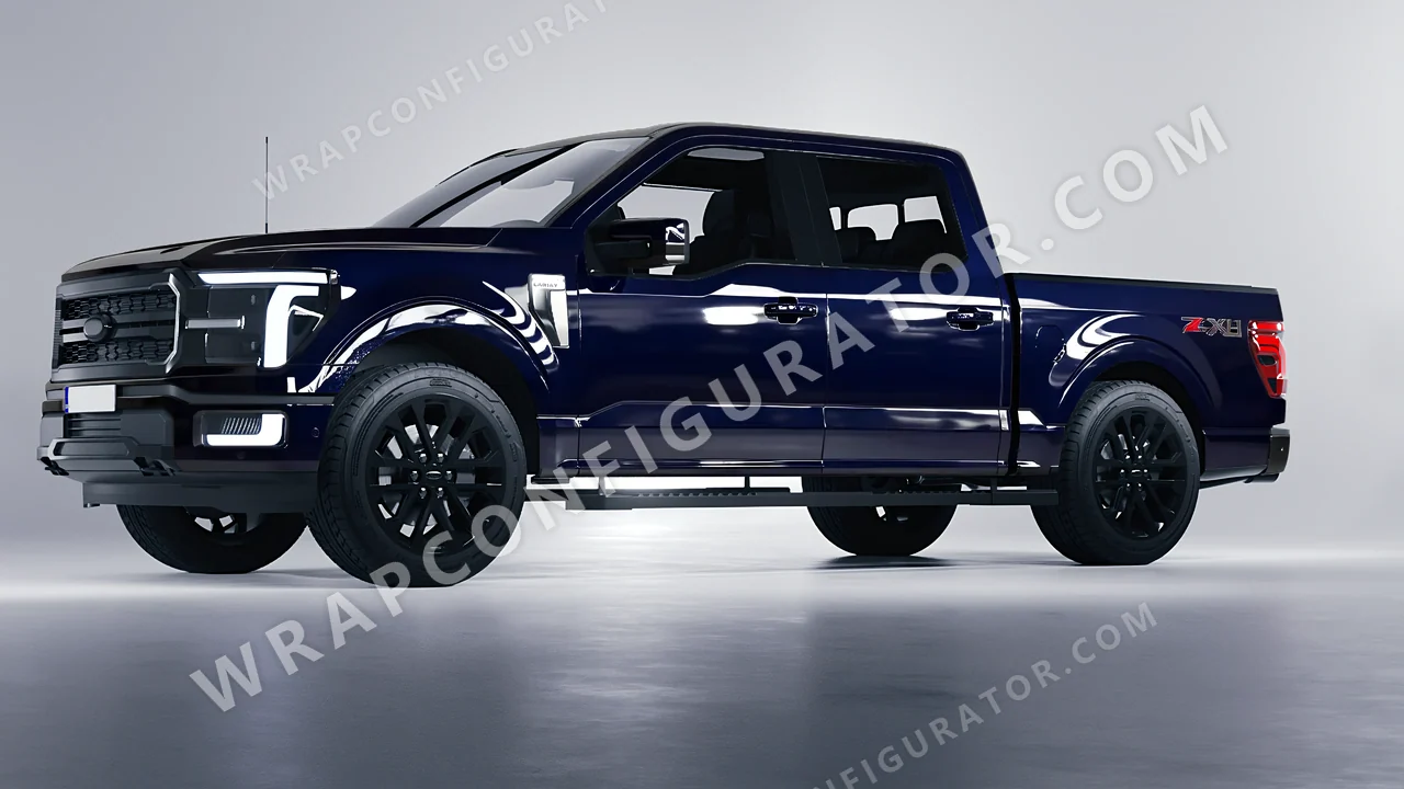 Blue Ford F-150 Lariat 2024 wrapped in ORACAL Gt3 Blue 970RA-111G