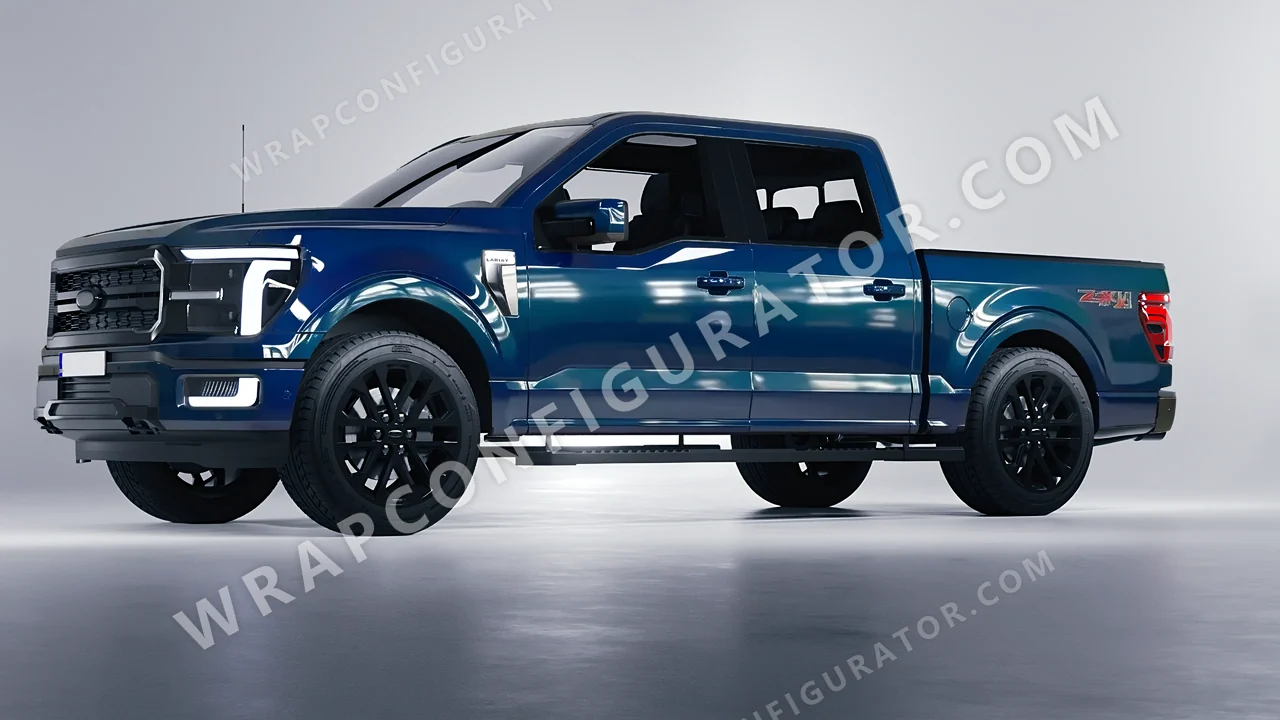 Blue Ford F-150 Lariat 2024 wrapped in ORACAL Indigo Blue 970RA-544G