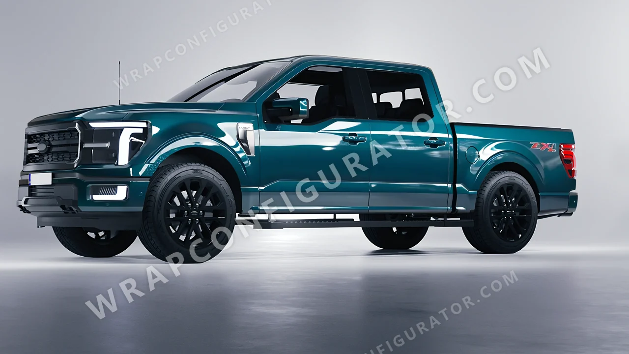 Blue Ford F-150 Lariat 2024 wrapped in ORACAL Juniper 970RA-689G