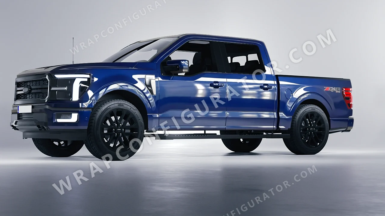 Blue Ford F-150 Lariat 2024 wrapped in ORACAL Light Navy 970RA-564G