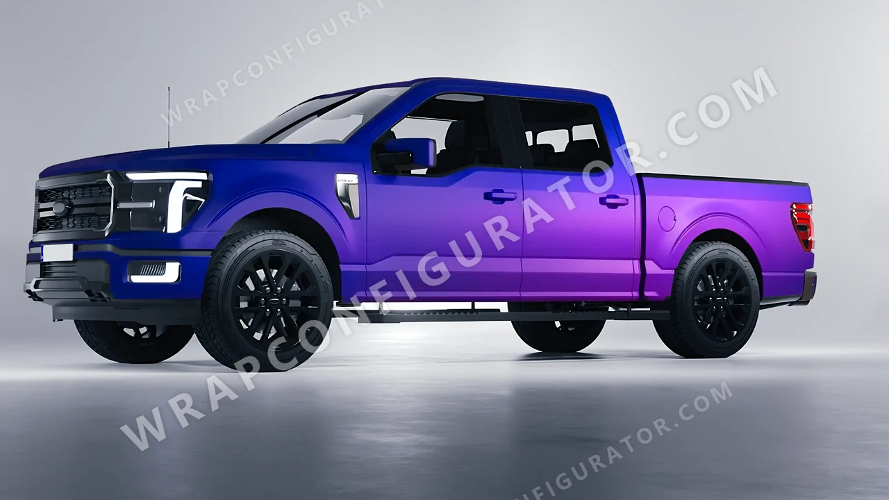 Blue Ford F-150 Lariat 2024 wrapped in ORACAL Matt Ultramarine Violet 970RA-319M
