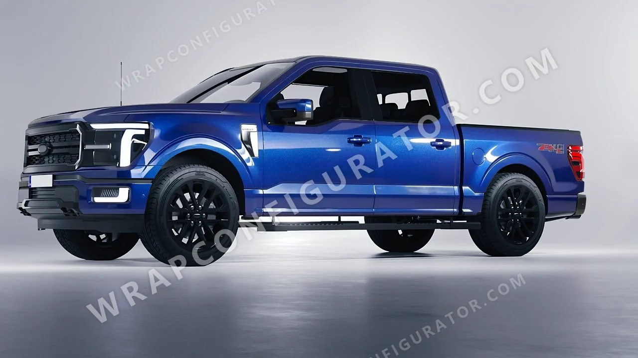 Blue Ford F-150 Lariat 2024 wrapped in ORACAL Night Blue 970RA-196G