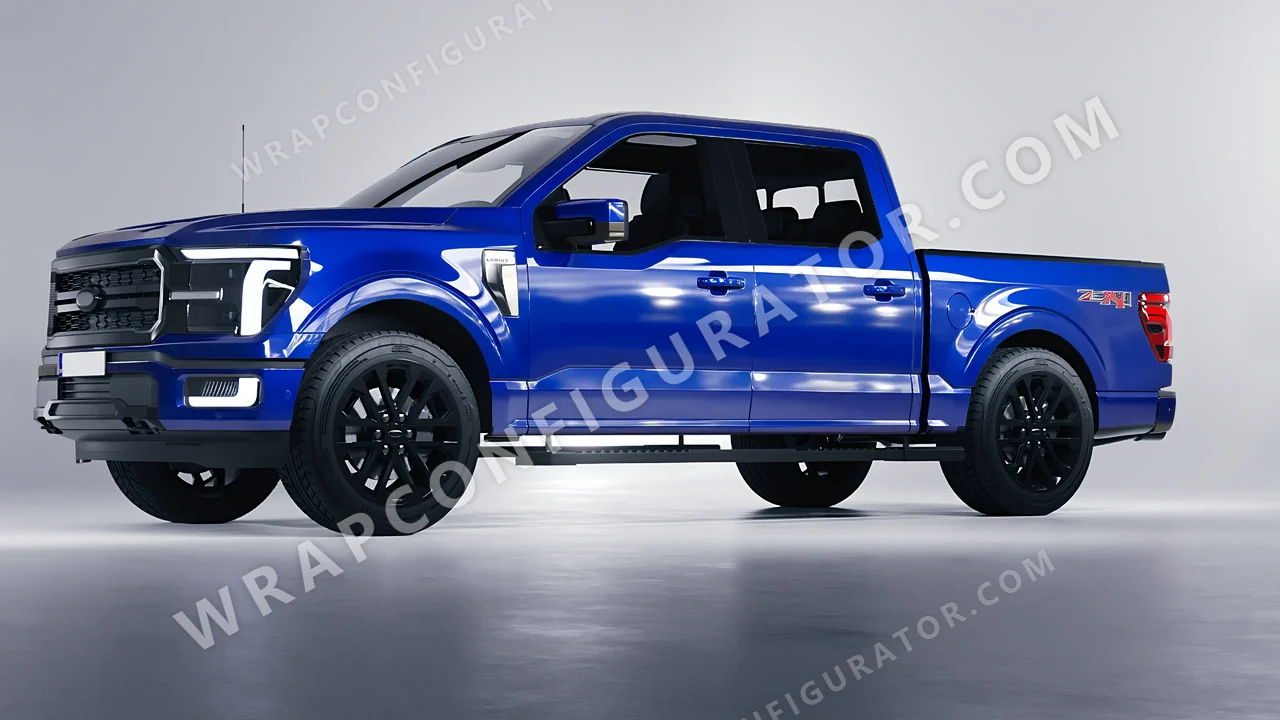Blue Ford F-150 Lariat 2024 wrapped in ORACAL Night Blue 970RA-511G