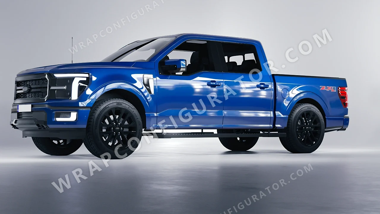 Blue Ford F-150 Lariat 2024 wrapped in ORACAL Police Blue 970RA-572G