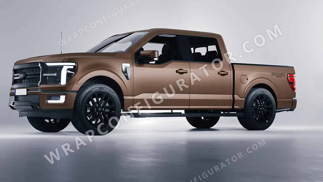 Brown Ford F-150 Lariat 2024 wrapped in 3M Matte Brown Metallic M209