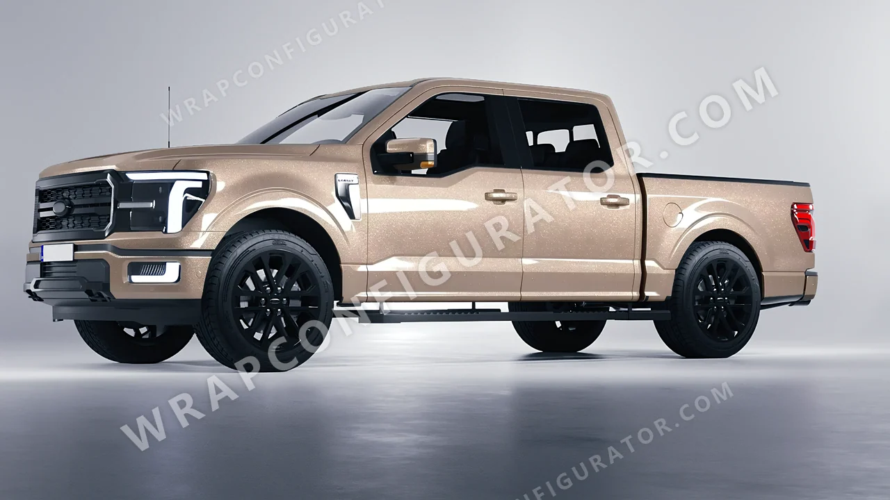 Brown Ford F-150 Lariat 2024 wrapped in Avery Dennison Sand Sparkle SW900-255-M
