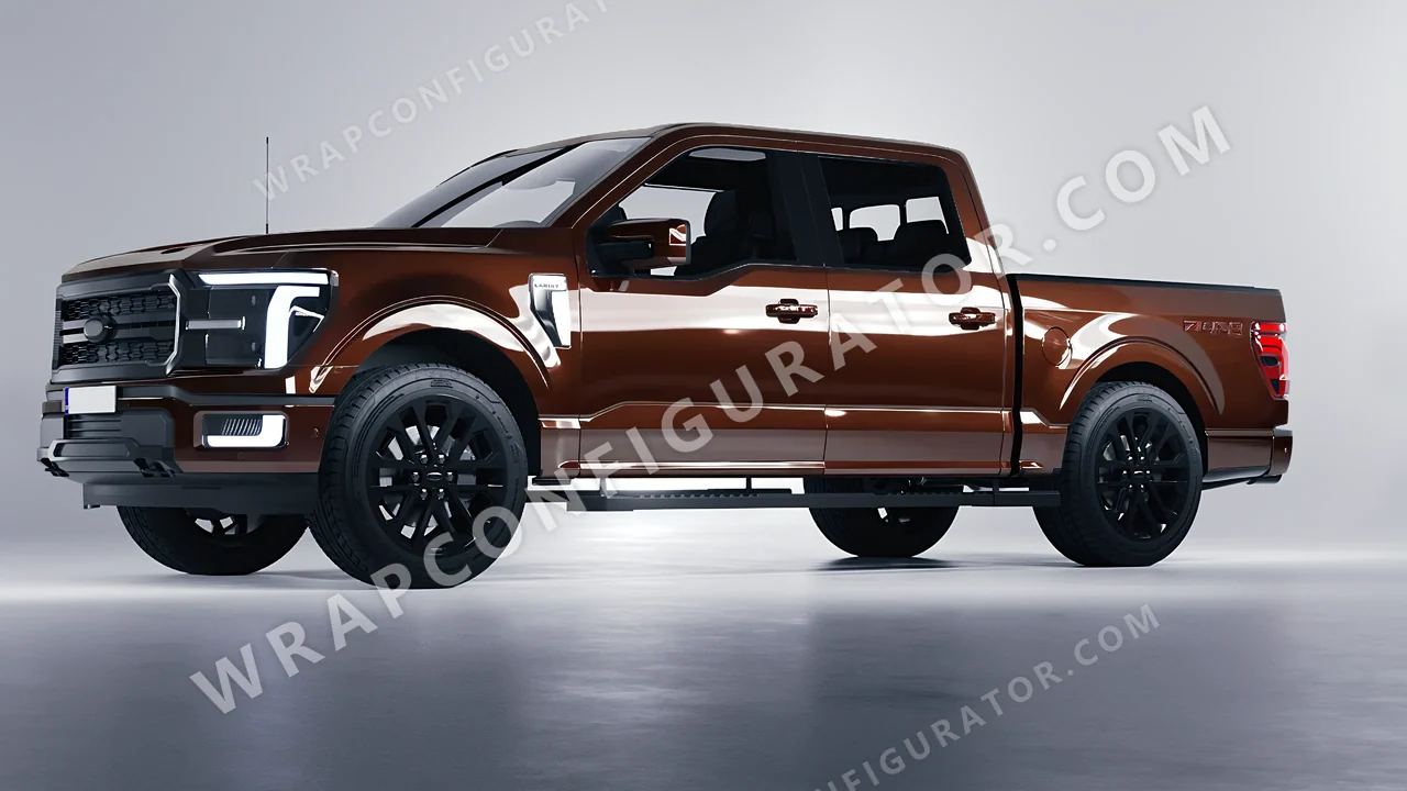 Brown Ford F-150 Lariat 2024 wrapped in Inozetek Dynamic PPF DDE Chocolate DDE103