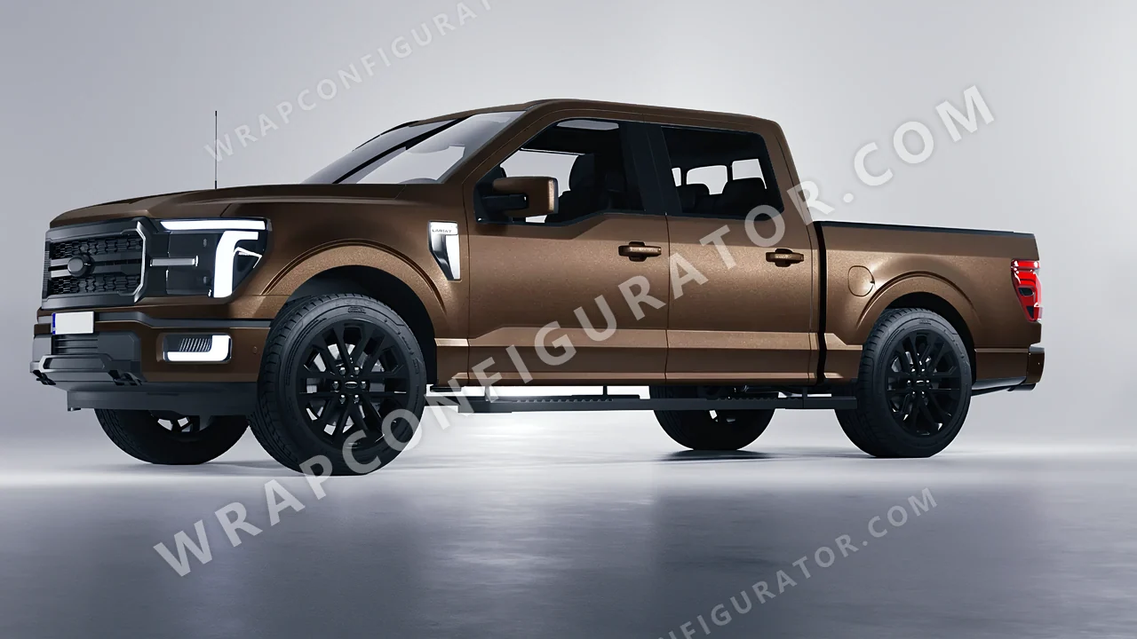 Brown Ford F-150 Lariat 2024 wrapped in KPMF Matt Java Brown K75543