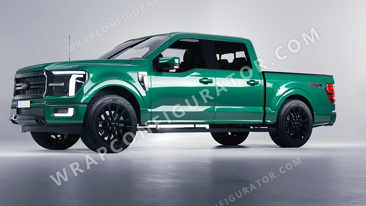 Green Ford F-150 Lariat 2024 wrapped in Avery Dennison Emerald Green SW900-771-O