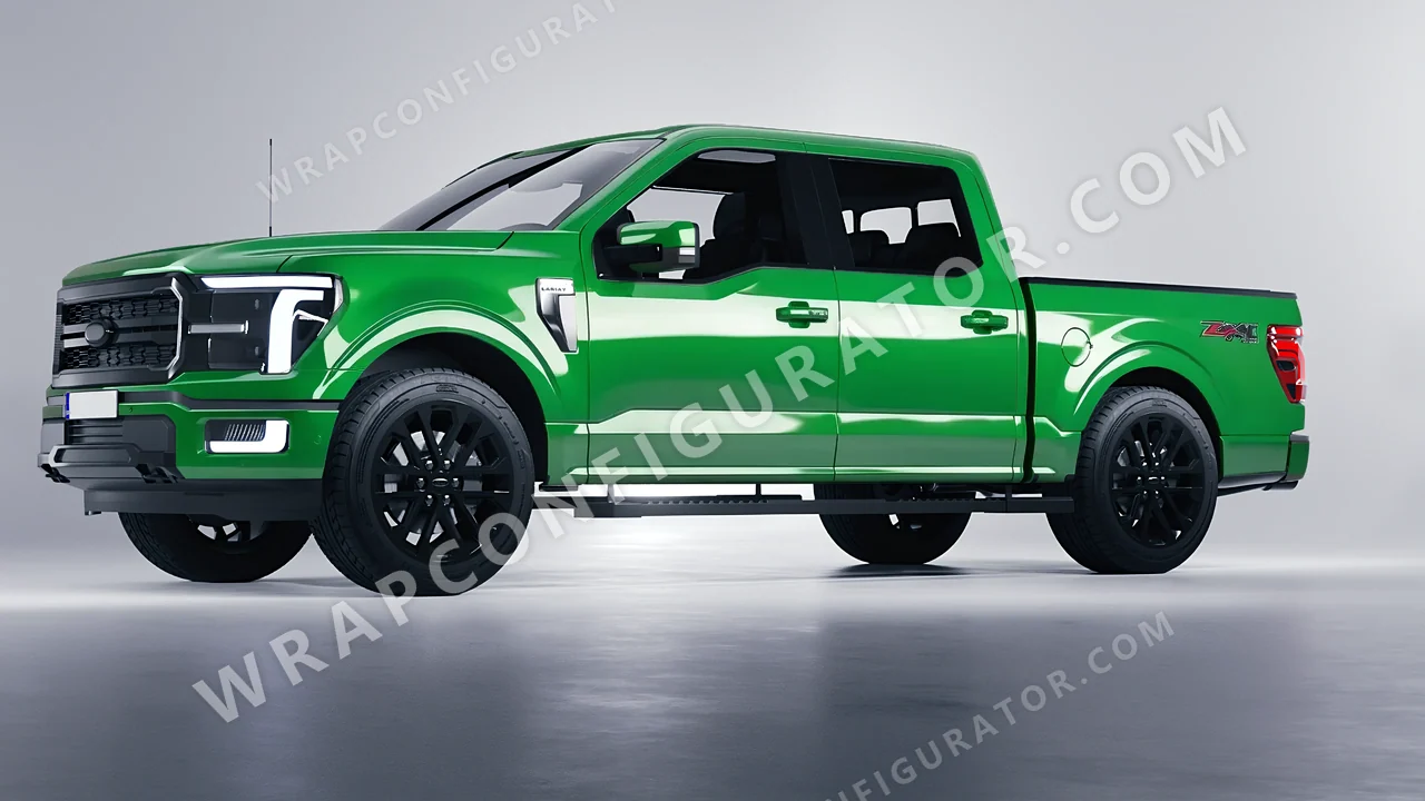 Green Ford F-150 Lariat 2024 wrapped in Avery Dennison Grass Green SW900-758-O