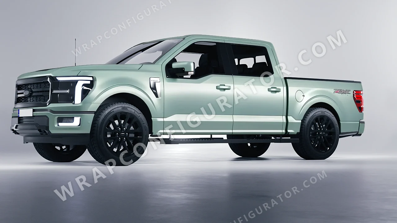 Green Ford F-150 Lariat 2024 wrapped in Avery Dennison Jade SW900-702-O
