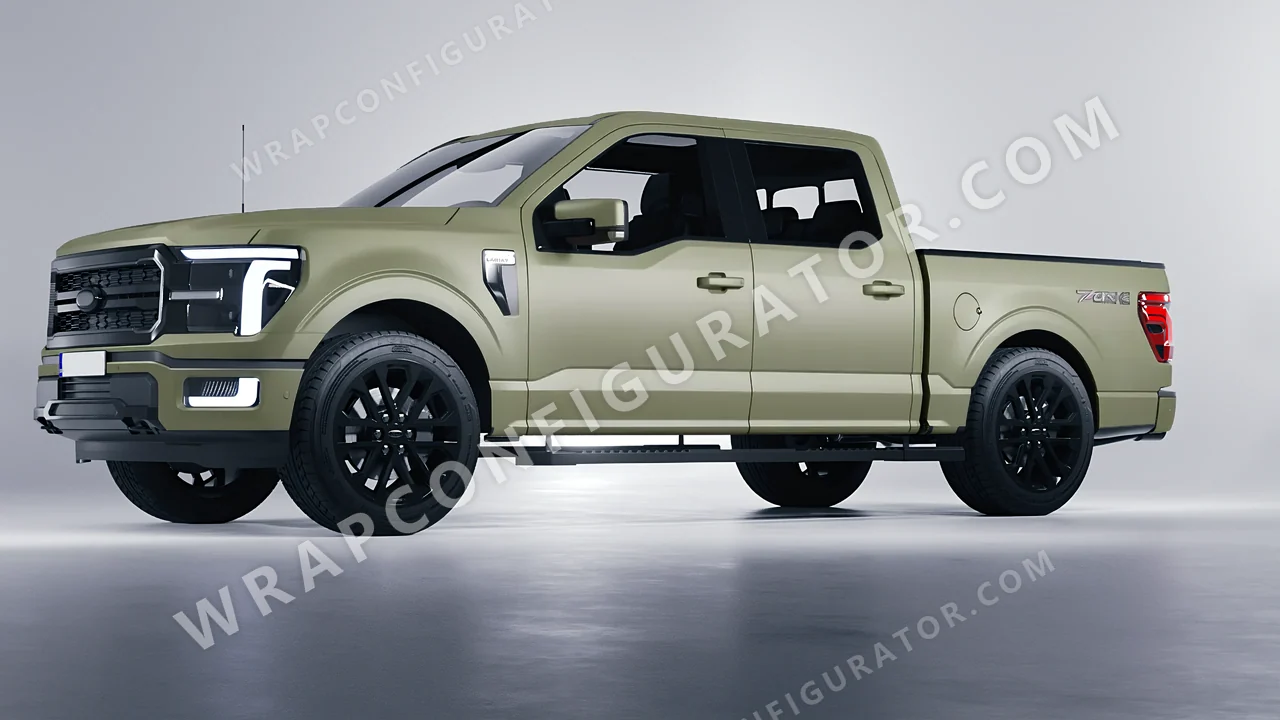 Green Ford F-150 Lariat 2024 wrapped in Avery Dennison Khaki Green SW900-711-O