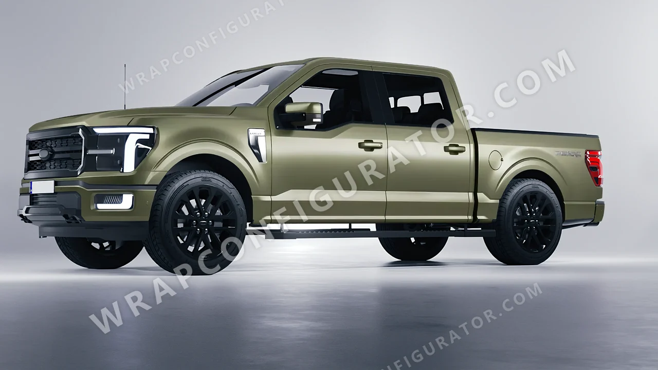 Green Ford F-150 Lariat 2024 wrapped in Avery Dennison Khaki Green SW900-712-O