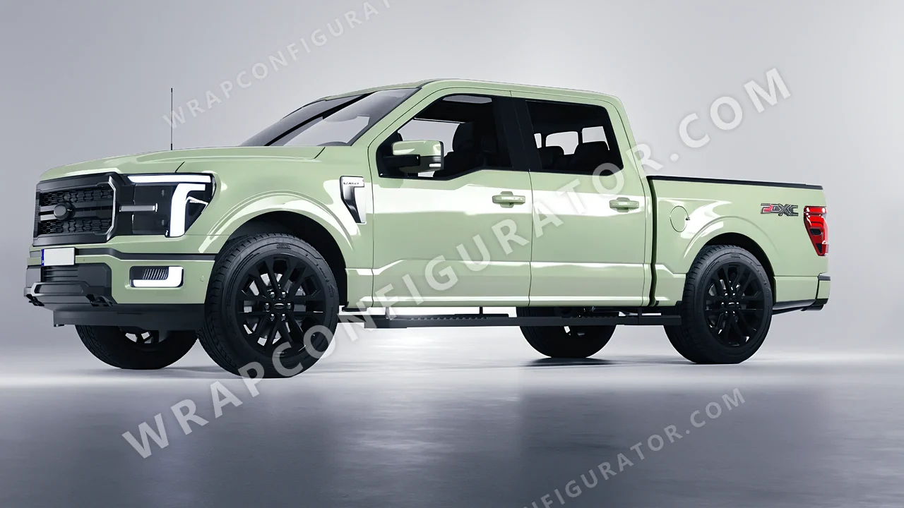 Green Ford F-150 Lariat 2024 wrapped in Avery Dennison Light Pistachio SW900-728-O