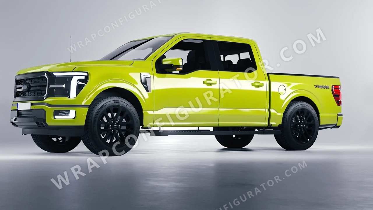 Green Ford F-150 Lariat 2024 wrapped in Avery Dennison Lime Green SW900-731-O