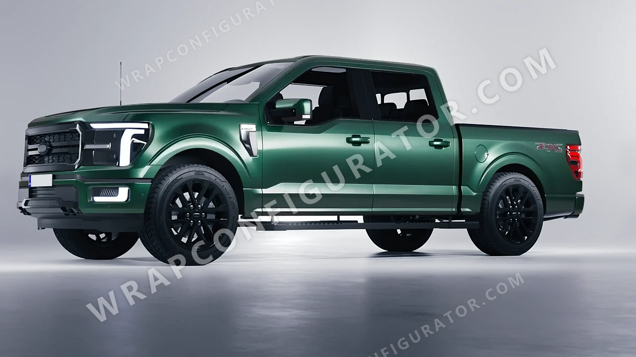 Green Ford F-150 Lariat 2024 wrapped in Avery Dennison Pearl Dark Green SW900-796-S