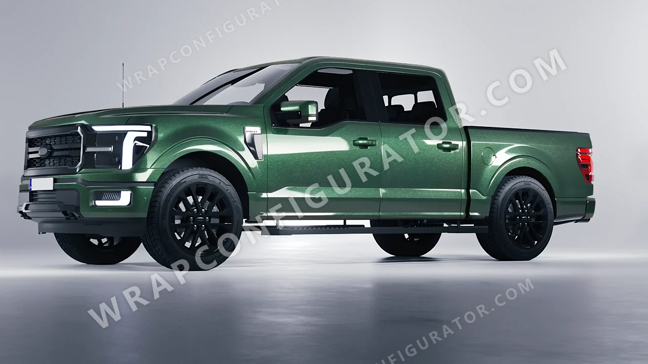 Green Ford F-150 Lariat 2024 wrapped in Avery Dennison Radioactive SW900-762-M