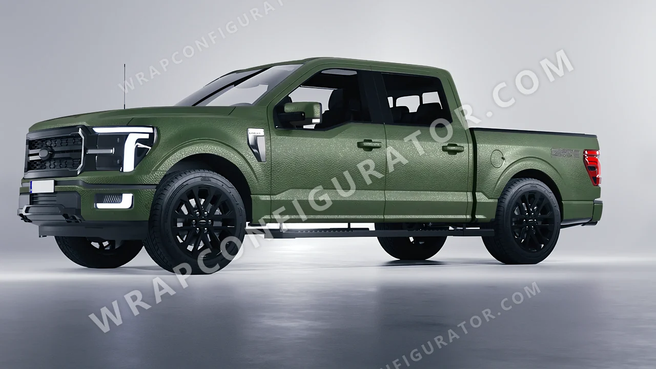 Green Ford F-150 Lariat 2024 wrapped in Avery Dennison Rugged Marsh Green SW900-738-X