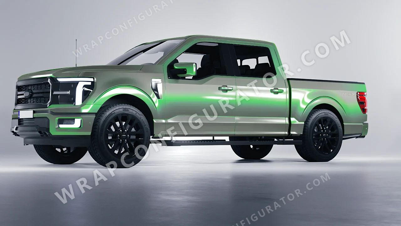 Green Ford F-150 Lariat 2024 wrapped in Colourshield PPF by HyperPro Gray Green CGM10-P
