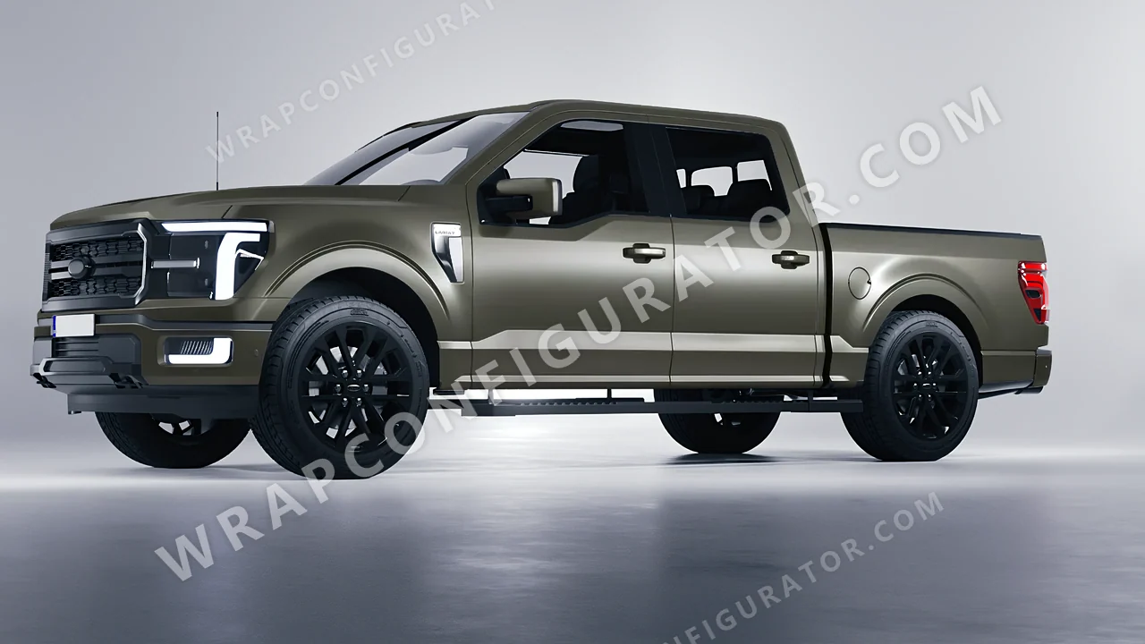 Green Ford F-150 Lariat 2024 wrapped in Colourshield PPF by HyperPro Gray Green SMF46-P