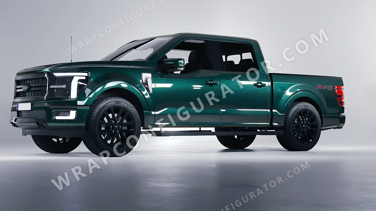 Green Ford F-150 Lariat 2024 wrapped in Colourshield PPF by HyperPro Green GAF39-P