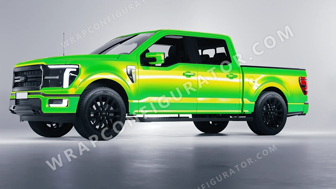 Green Ford F-150 Lariat 2024 wrapped in Colourshield PPF by HyperPro Green GSF02-P