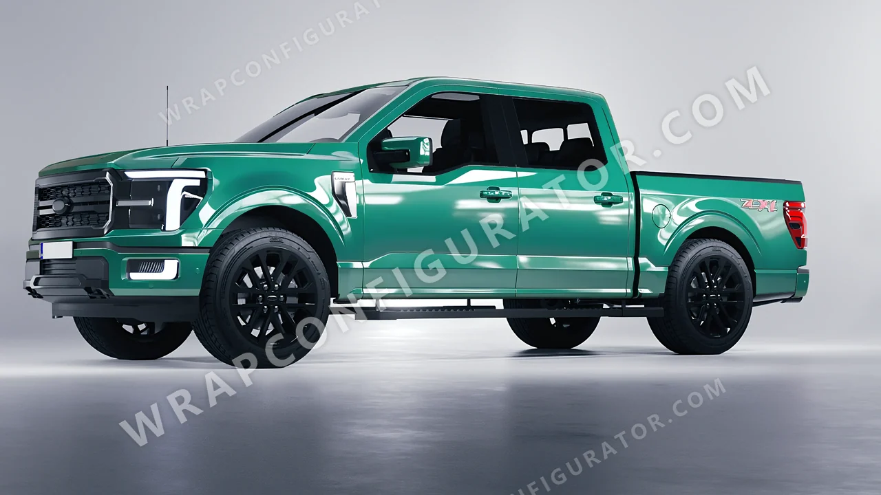 Green Ford F-150 Lariat 2024 wrapped in Colourshield PPF by HyperPro Jade Green HGF93-P