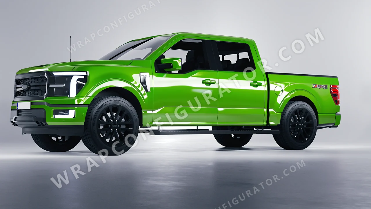 Green Ford F-150 Lariat 2024 wrapped in Colourshield PPF by HyperPro Kelly Green HGF30-P