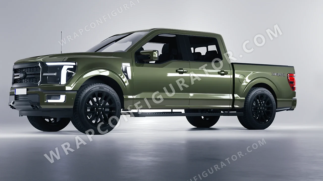 Green Ford F-150 Lariat 2024 wrapped in Colourshield PPF by HyperPro Laurel Green HGM53-P