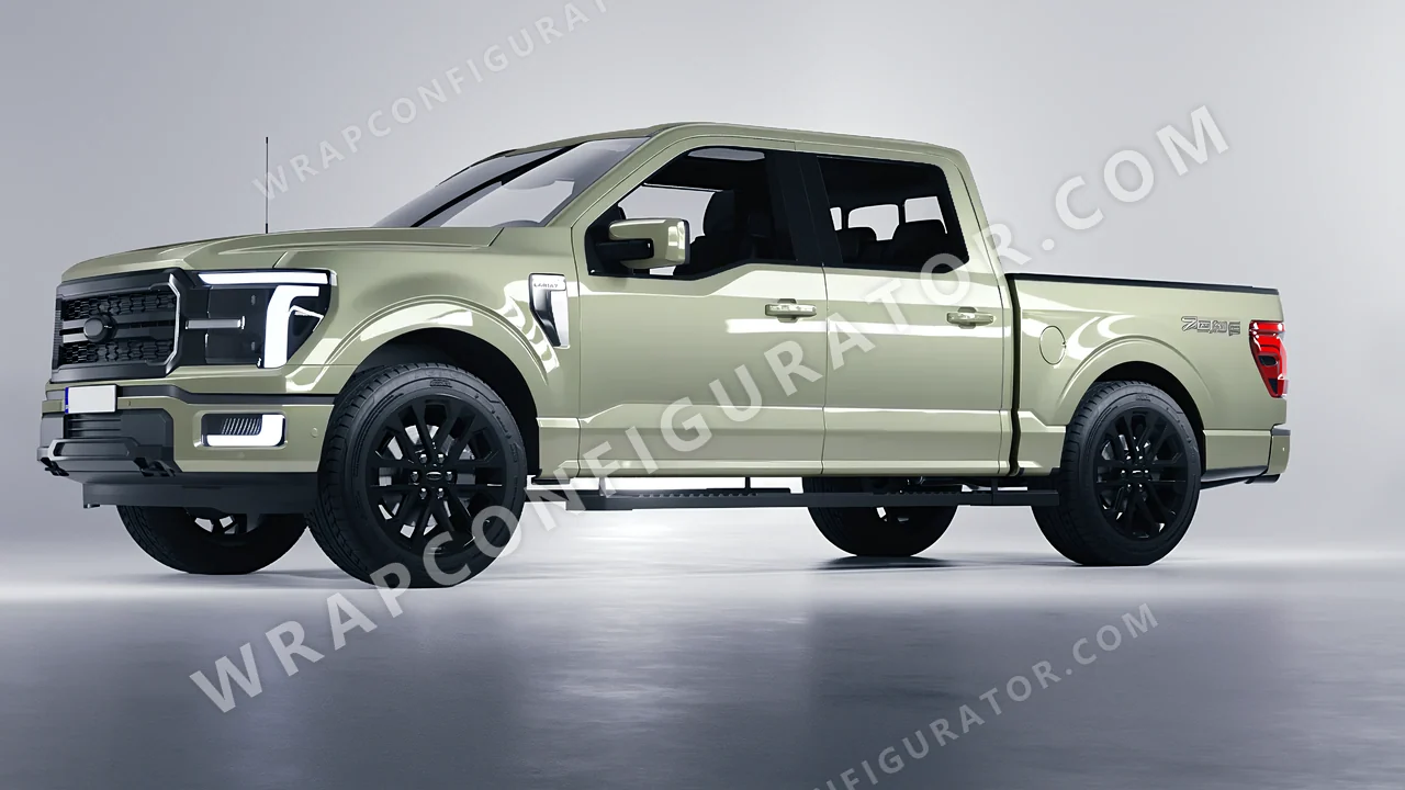 Green Ford F-150 Lariat 2024 wrapped in Colourshield PPF by HyperPro Light Laurel Green HGM66-P